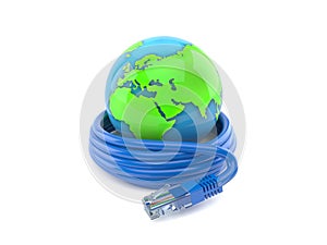 World globe with network cable