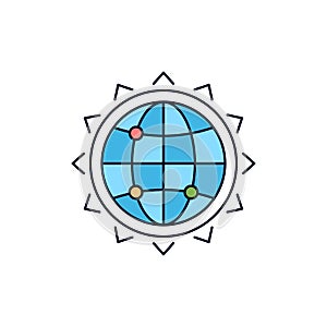World, globe, SEO, business, optimization Flat Color Icon Vector