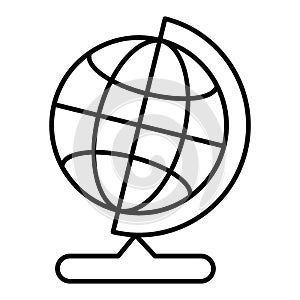 World globe on stand line icon. Vector icon isolated on white. Flat outline style.