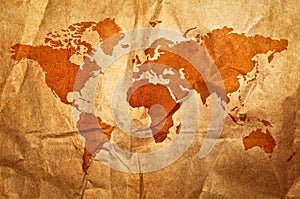 World grunge sepia map