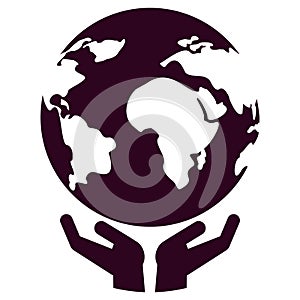World in hand icon
