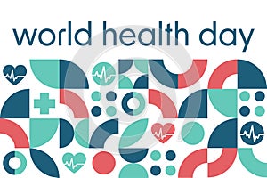 World Health Day. April 7. Holiday concept. Template for background, banner, card, poster with text inscription. Vector