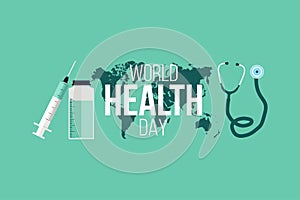 World health day concept. 7 April. Medicine and healthcare image. Editable vector illustration