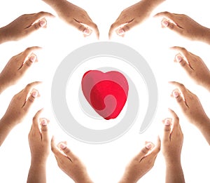 World health day concept: Hands making a heart shape on white background