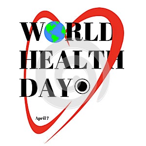 World health day concept with heart icon and globe