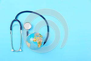 World health day concept, Stethoscope, globe