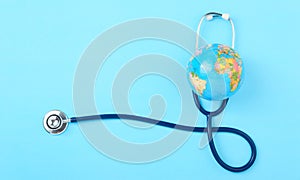 World health day concept, Stethoscope, globe