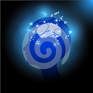 World Health Day Globe Human Head Brain Vector Illustration