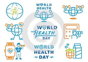 World health day graphic element with word design