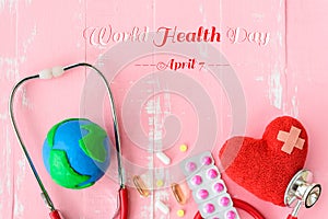 World health day, Healthcare and medical concept. Red heart with