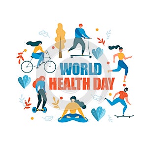 World Health Day Healthy Activity Illustration