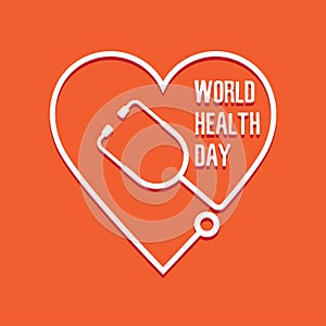 World Health Day heart and stethoscope.