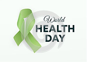 World health day icon. Green ribbon, Health promotion, medical symbol. Healthcare concept design. Isolated vector