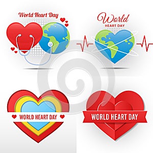 World health day illustration with stethoscope and paper cut style background vector