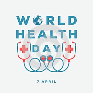 world health day vector design with stethoscope and planet illustration