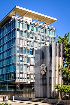 The World Health Organization WHO headquarters in Geneva, Switzerland