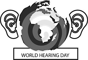 World Hearing Day vector icon, Hearing black vector icon.