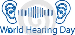 World Hearing Day vector icon, Hearing blue vector icon.