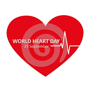 World heart day 29 september red heart beat icon