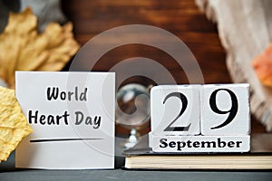 World Heart Day of autumn month calendar september photo