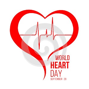 World heart day banner with red heart and wave heart human sign vector design