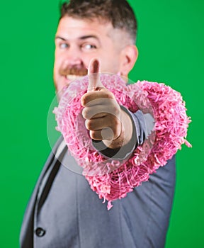 World heart day. businessman in bow tie. bearded man in formal suit. Love. Wedding day. stylish esthete with decorative