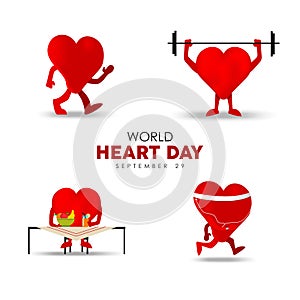 World Heart Day card for exercise and nutrition