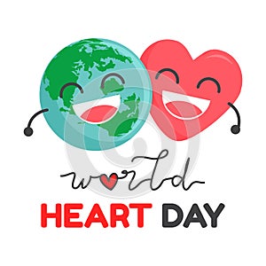 World Heart Day cartoon charactor vector illustration on white background