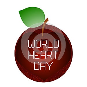 World Heart Day. 29 September. Apple, cut in the heart