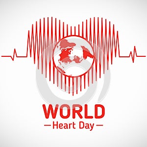 World heart day - world in heart wave vector design