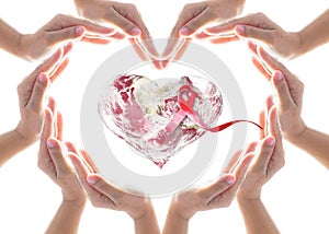 World heart health day, blood, organ donor concept with collaborative heart-shape hands