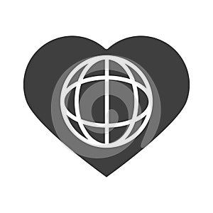 World into heart love human rights day, silhouette icon design