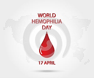 World hemophilia day 17 april, red blood drop. Vector illustration EPS 10.