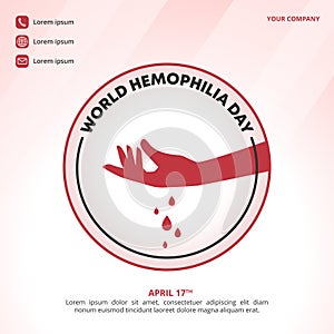 World Hemophilia Day background with a silhouette of a bleeding hand