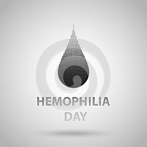 World hemophilia day, black halftone dotted blood drop. Vector illustration EPS 10