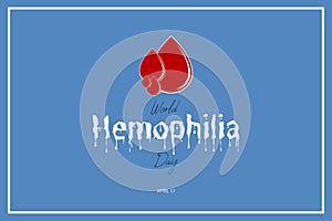 World Hemophilia Day. Drops of blood on blue background. Haemophilia disease awareness symbol. Isolated vector illustration.
