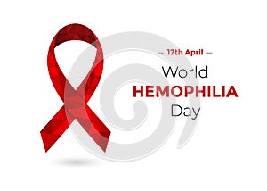 World Hemophilia Day with red awareness ribbon