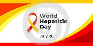 World Hepatitis Day. Vector banner for social media, card, poster. Illustration with text World Hepatitis Day, July 28. Red and