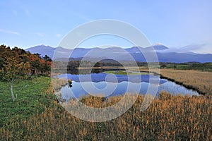 world heritage JP mountains reflect on the lake