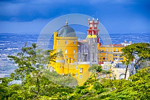 World Heritage Travel Destinations. Ancient Pena Palace of King Family in Sintra, Portugal