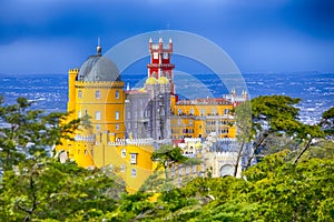 World Heritage Travel Destinations. Ancient Pena Palace of King Family in Sintra, Portugal