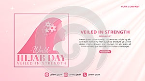 World Hijab Day background with a silhouette Muslim woman