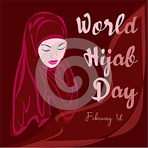 World Hijab day on february 1 international day celebration and greeting design