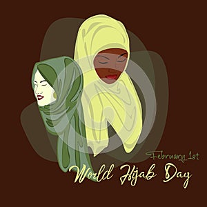 World Hijab day on february 1 international day celebration and greeting design