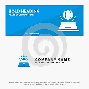 World, Hologram, Imagination, Presentation SOlid Icon Website Banner and Business Logo Template