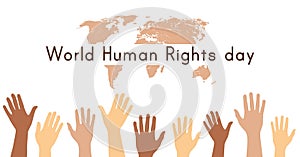 World Human rights day. 10 December. Hands up.
