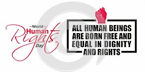 World Human Rights Day Banner - All Human Beings Are Born Free And Equal In Dignity And Rights - Illustration