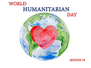 World Humanitarian Day. Beautiful card. Close up