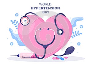 World Hypertension Day Vector illustration Commemorated Every May 17 to Symptoms and Prevention Blood Pressure Health