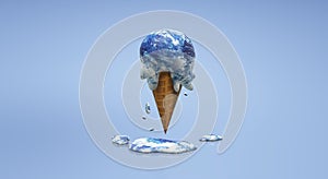 World ice cream 3d rendering global warming content